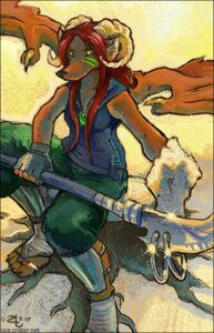 Rating: Safe Score: 0 Tags: 2007 anthro armor demon e621 female glaive horn melee_weapon membrane_(anatomy) membranous_wings oce polearm simple_background solo weapon wings User: bunchy7s