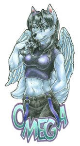 Rating: Safe Score: 0 Tags: 2010 anthro blue_eyes canid canine canis character_badge_(artwork) cockiestspaniel collar e621 feathered_wings feathers female mammal omega_(honeyhusky) pigtails simple_background smile solo tail white_background wings wolf User: bunchy7s