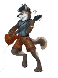 Rating: Safe Score: 0 Tags: anthro biped bottomwear brown_body brown_fur canid canine canis chasington clothed clothing digitigrade e621 electric_guitar eyes_closed fur grey_body grey_fur guitar male mammal musical_instrument playing_guitar playing_music plucked_string_instrument shirt shorts simple_background solo standing string_instrument tank_top topwear white_background wolf wristband yellow_eyes User: bunchy7s