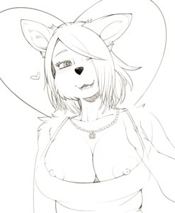 Rating: Questionable Score: 0 Tags: 2011 anthro big_breasts breasts canid canine cleavage clothed clothing e621 female hair heart_symbol jewelry looking_at_viewer mammal monochrome necklace nipple_dip nipple_slip nipples one_eye_closed open_mouth simple_background sindoll smile solo wink User: bunchy7s