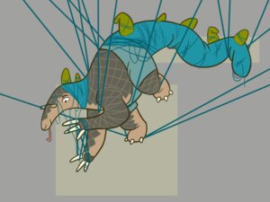 Rating: Safe Score: 0 Tags: 4:3 ambiguous_gender dinosaur e621 eyewear feral glasses greensloth long_snout mammal pangolin prehistoric_species reptile scalie snout solo spikes suit_transformation tail tongue transformation yarn User: bunchy7s