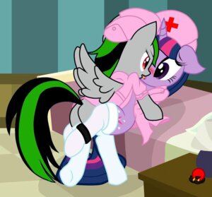 Rating: Explicit Score: 0 Tags: aliasing ambiguous_gender bed blush bottomless canon_x_oc character_request clothed clothing cutie_mark digital_media_(artwork) duo e621 equid equine fan_character feathered_wings feathers female female/female feral footwear friendship_is_magic fur furniture grey_body grey_feathers hair hasbro hat headgear headwear horn hospital inside kissing leg_wrap legwear lying mammal multicolored_hair my_little_pony mythological_creature mythological_equine mythology on_back pegasus purple_body purple_fur purple_hair pyruvate socks stockings tail third-party_edit twilight_sparkle_(mlp) two_tone_hair unicorn wings User: bunchy7s