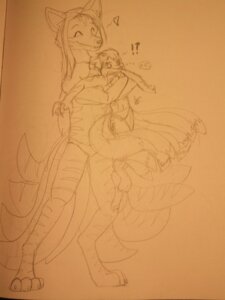 Rating: Safe Score: 0 Tags: 4_toes anthro barefoot canid canine carrying_another claws clothed clothing digitigrade duo e621 eyes_closed feet female fox grandfathered_content graphite_(artwork) hug katla_helendale luseylottay mammal multi_tail mythril_blackpaw open_mouth orange_theme size_difference sketch skimpy smile standing stripes tail toes topless traditional_media_(artwork) User: bunchy7s