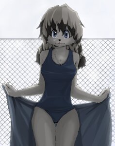Rating: Safe Score: 0 Tags: adolescent anthro biped blue_eyes canid canine chain-link_fence clothing e621 female fence holding_object holding_towel looking_at_viewer mammal one-piece_swimsuit ooku school_swimsuit solo standing swimwear towel young young_anthro young_female User: bunchy7s