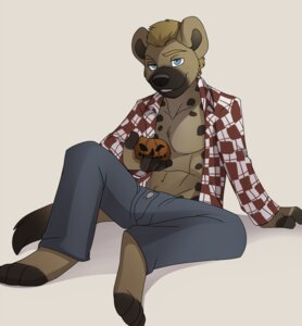 Rating: Safe Score: 0 Tags: 2011 5_fingers anthro barefoot biped blue_eyes clothed clothing digital_media_(artwork) e621 facial_markings feet fingerless_(marking) fingers food front_view fruit gnoll hair head_markings holding_food holding_object hyena jack-o'-lantern jailbird kinghyena male mammal markings muzzle_(marking) open_clothing partially_clothed plant pumpkin shaded shirt short_hair simple_background smile snout snout_markings solo spots spotted_hyena tail toeless_(marking) topwear white_background User: bunchy7s