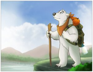 Rating: Safe Score: 0 Tags: anthro backpack bear biped black_claws blue_sky bodily_fluids border brown_clothing brown_eyes brown_kerchief brown_neckerchief claws clothed clothing cloud day e621 fur grey_nose hiking kerchief male mammal marymouse neckerchief neckwear outside polar_bear scenery sky slightly_chubby snout solo tears travel ursine walking_stick water white_body white_border white_ears white_fur User: bunchy7s
