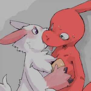 Rating: Questionable Score: 0 Tags: 1:1 blue_eyes bodily_fluids cave charmeleon duo e621 female feral french_kissing fur generation_1_pokemon generation_3_pokemon kemono kissing lizard low_res male male/female markings nintendo orange_body orange_skin pizademokttero pokemon pokemon_(species) red_markings reptile scalie semi-anthro short_story simple_background story story_in_description sweat tongue white_body white_fur zangoose User: bunchy7s