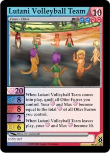 Rating: Explicit Score: 0 Tags: asexual_symbol blonde_hair border breasts brown_hair cai card card_template casual_nudity copyright_symbol e621 english_text erection female female_symbol furoticon gender_symbol genitals group hair heart_symbol intersex_symbol kanette mahsroh male male_symbol mammal markings mustelid net nipples nude number otter penis purple_hair red_hair sport symbol tail text trading_card trading_card_game trading_card_template tribal tribal_markings tribes_of_tanglebrook volleyball water User: bunchy7s