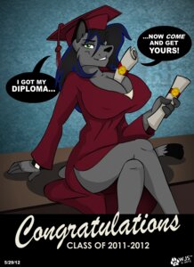 Rating: Safe Score: 0 Tags: 2012 academic_dress anthro big_breasts biped breasts cleavage clothed clothing cougar crossed_legs diploma e621 english_text felid feline female footprint green_eyes hair hat headgear headwear hi_res huge_breasts looking_at_viewer mammal pawprint scroll sitting solo square_academic_cap text wolfjedisamuel User: bunchy7s