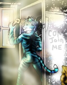 Rating: Questionable Score: 0 Tags: blue_body blue_eyes blue_fur blue_hair butt e621 english_text felid fur hair hi_res looking_at_viewer looking_back male mammal nude pantherine rear_view shower shower_head shower_hose silversketch smile solo spread_legs spreading standing steam stripes suggestive tail text tiger User: bunchy7s