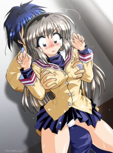 Rating: Questionable Score: 0 Tags: blush breast_grab breasts clannad clothing crotch_rub drop erect_nipples female from_behind hairband master_woo nipples okazaki_tomoya panties rule34 sakagami_tomoyo school_uniform serafuku silver_hair skirt straight_hair sweat sweatdrop tomoya_okazaki tomoyo_sakagami underwear User: bunchy7s