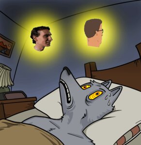 Rating: Safe Score: 0 Tags: 2013 20th_century_fox alarm_clock animated animated_gif anthro bed bill_nye bill_nye_the_science_guy bodily_fluids canid canine clock disembodied_head dream e621 fur furniture grey_body grey_fur group hank_hill human humor insane king_of_the_hill light_body light_skin lol_comments lying male mammal nightmare on_bed pbs pierrezaius profanity ringed_eyes schizophrenia short_playtime spinning sweat sweatdrop teeth unavailable_at_source what where_is_your_god_now why User: bunchy7s
