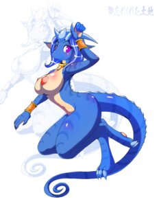 Rating: Questionable Score: 0 Tags: anthro big_breasts blue_body blue_hair bracelet breasts claws collar dragon e621 female hair helmeted_lizard hi_res jewelry lizard looking_at_viewer matypup mythological_creature mythological_scalie mythology nipple_dip nipples non-mammal_breasts non-mammal_nipples nude red_eyes reptile scalie smile solo tail User: bunchy7s