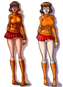 Rating: Questionable Score: 0 Tags: 1girls artist_request bob_cut breasts brown_hair female freckles freckles_on_face glasses hanna-barbera hole_in_sock kneehighs large_breasts lowres panties_visible rule34 scooby-doo short_hair short_skirt tagme turtleneck variant velma_dinkley white_background User: bunchy7s