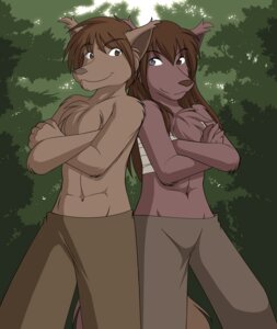 Rating: Safe Score: 0 Tags: anthro back_to_back bandage brother_(lore) brown_hair canid canine canis chest_tuft chest_wraps colored conditional_dnp detailed_background duo e621 female forest fur hair heterochromia keidran male mammal natani nature outside plant sibling_(lore) sister_(lore) tail tom_fischbach toony trans_(lore) trans_man_(lore) tree tuft twokinds wolf wood wraps zen_(twokinds) User: bunchy7s
