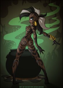 Rating: Questionable Score: 0 Tags: 2011 alternate_species black_hair blue_eyes breasts butt cauldron conditional_dnp dark_body dark_skin digital_media_(artwork) e621 ear_piercing female friendship_is_magic hair hasbro human humanized humanoid jay_naylor looking_at_viewer mammal markings mohawk multicolored_hair my_little_pony not_furry nude piercing solo two_tone_hair white_hair zecora_(mlp) User: bunchy7s