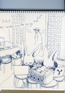 Rating: Safe Score: 0 Tags: ambiguous_gender blue_and_white computer detailed_background disc_jockey e621 electronics grandfathered_content group lagomorph laptop leporid mammal monochrome oratnir pen_(artwork) rabbit toony traditional_media_(artwork) User: bunchy7s