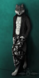 Rating: Safe Score: 0 Tags: abs anthro canid canine canis clothed clothing collar digitigrade e621 hi_res looking_at_viewer male mammal open_clothing open_shirt open_topwear pinup pose shirt solo tail topwear wolf ykoriana User: bunchy7s