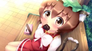Rating: Safe Score: 0 Tags: 16:9 animal_humanoid bench blush box brown_eyes brown_hair candy cat_humanoid chen_(touhou) chocolate clothing container dessert e621 ear_piercing felid felid_humanoid feline feline_humanoid female food hair hat headgear headwear heart_symbol humanoid jewelry kane-neko looking_at_viewer mammal mammal_humanoid mouth_hold on_bench outside piercing short_hair sitting solo tail touhou widescreen User: bunchy7s