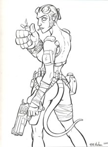 Rating: Explicit Score: 0 Tags: ammo_belt ass back_view belt black_and_white dark_horse female female_only gun hellboy hellboy_(series) lighter line_art looking_back monochrome pistol revolver rule34 rule_63 short_hair solo tail weapon white_background User: bunchy7s