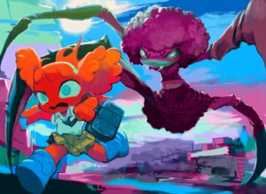 Rating: Safe Score: 0 Tags: clothed clothing colorful_theme detailed detailed_background digital_media_(artwork) digital_painting_(artwork) duo e621 fangs female fleeing full-length_portrait humanoid kawaguchi_youhei monster monster_girl_(genre) outside painting_(artwork) portrait restricted_palette sky teeth toony User: bunchy7s