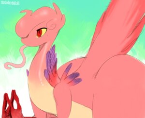 Rating: Safe Score: 0 Tags: 3_fingers abstract_background alien e621 fingers hair lilibee long_tongue lunch_(sunibee) male red_eyes simple_background solo sunibee text thick_thighs tongue tongue_out wide_hips User: bunchy7s