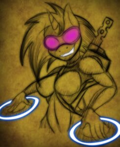 Rating: Safe Score: 0 Tags: 2013 anthro anthrofied breasts clothing digital_drawing_(artwork) digital_media_(artwork) e621 equid equine eyewear female friendship_is_magic glasses glowing hair hasbro horn jrvanesbroek looking_at_viewer mammal monochrome my_little_pony mythological_creature mythological_equine mythology navel record sepia sketch smile solo sunglasses unicorn vinyl_scratch_(mlp) User: bunchy7s