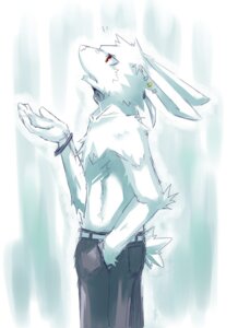 Rating: Questionable Score: 0 Tags: 2010 5_fingers anthro bottomwear bracelet clothed clothing e621 ear_piercing fingers fur hand_in_pocket humanoid_hands japanese_description jewelry kemono lagomorph leporid long_ears looking_up male mammal pants piercing pockets rabbit rattail_(hairstyle) side_view silverio sketch solo topless white_body white_fur User: bunchy7s