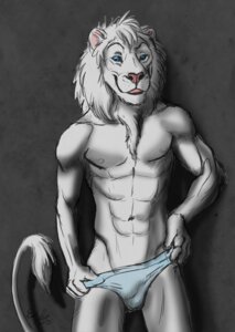 Rating: Questionable Score: 0 Tags: 2013 abs abstract_background anthro biped blue_eyes briefs bulge clothed clothing e621 eosfoxx felid front_view fur leucistic lion looking_at_viewer male mammal mane navel pantherine pink_nose pinup pose simple_background solo standing tail tail_tuft topless tuft underwear undressing white_body white_fur whitelion whitey User: bunchy7s