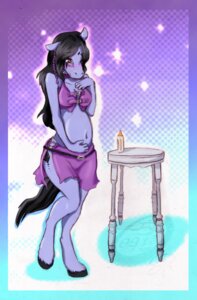 Rating: Safe Score: 0 Tags: anthro baby_bottle belly big_belly black_hair blush braided_hair cainethelongshot collar e621 equid equine female furniture hair hand_on_belly hi_res horse kamiko mammal navel pregnant red_eyes solo table User: bunchy7s