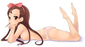Rating: Explicit Score: 0 Tags: barefoot bow brown_eyes brown_hair eating error feet female hairband idolmaster long_hair minase_iori nipples on_stomach panties pocky rule34 shachi_kamaboko simple_background solo striped striped_panties topless underwear underwear_only User: bunchy7s