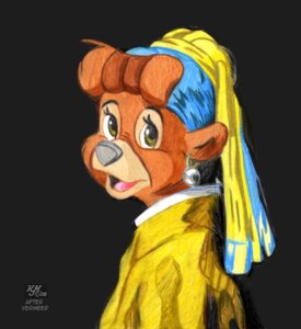 Rating: Safe Score: 0 Tags: anthro bear disney e621 ear_piercing female girl_with_a_pearl_earring humor inspired_by_formal_art johannes_vermeer kevin_j_mulder mammal parody piercing rebecca_cunningham solo talespin User: bunchy7s
