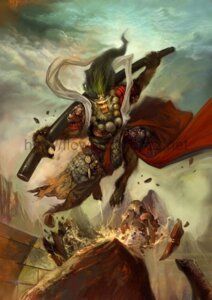 Rating: Safe Score: 0 Tags: anthro armor barefoot brown_body brown_fur claws cloud day detailed_background e621 feet front_view fur green_hair hair haplorhine holding_object holding_weapon journey_to_the_west jumping long_hair lorlandchain male mammal monkey outside primate sky solo staff sun_wukong weapon User: bunchy7s
