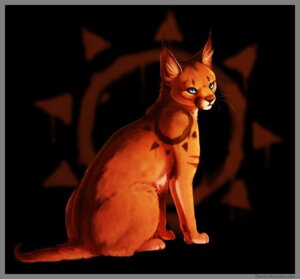 Rating: Safe Score: 0 Tags: abstract_background ambiguous_gender black_background blue_eyes daesiy domestic_cat e621 felid feline felis feral fur fur_markings mammal markings orange_body orange_fur simple_background solo tribal User: bunchy7s
