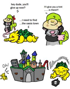 Rating: Safe Score: 0 Tags: american_opossum anthro bamga cactus clothing collar comic dialogue duo e621 english_text gaius_(argon_vile) guil_bunny_(artist) hat headgear headwear male mammal marsupial multiple_scenes plant red_eyes reptile scalie solo sun tail text turtle virginia_opossum wereturtle yellow_body User: bunchy7s