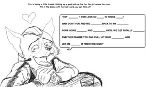 Rating: Questionable Score: 0 Tags: activity_book anthro canid canine college e621 english_text fox fox_mccloud fredryk_phox greyscale heart_symbol madlibs male mammal monochrome nintendo paintchat school simple_background solo star_fox star_fox_crashes_the_art_party text white_background User: bunchy7s