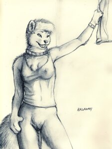 Rating: Explicit Score: 0 Tags: anthro black_and_white bottomless canine collar female fox fur furry kalahari monochrome pussy rule34 sketch skimpy solo standing tank_top User: bunchy7s