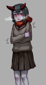Rating: Safe Score: 0 Tags: biped black_hair blush bottomwear clothed clothing cold demon e621 female grey_background grey_body grey_skin grey_theme hair horn humanoid not_furry s-ilist822 scarf school_uniform simple_background skirt solo standing sweater topwear uniform User: bunchy7s