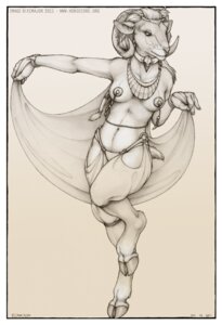 Rating: Questionable Score: 0 Tags: 2011 alterise anthro belly_chain border bovid breasts caprine cloth clothing collar costume dancing e621 ecmajor female harem harem_outfit hooves horn hybrid mammal nipples pasties sheep-goat silk simple_background solo traditional_media_(artwork) waist_accessory white_background white_border User: bunchy7s