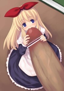 Rating: Explicit Score: 0 Tags: apron aqua_eyes blonde_hair blue_eyes bow dress eyebrows_visible_through_hair fellatio female kagura_mizuki larger_male male mouth_full oral penis penis_lick perfect_height red_bow ribbon rule34 shanghai_doll size_difference smaller_female standing_fellatio tagme team_shanghai_alice touhou yellow_hair User: bunchy7s