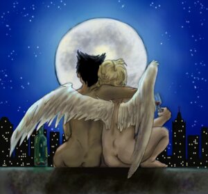 Rating: Explicit Score: 0 Tags: 2boys angel angel_wings anthony_j_crowley artist_request aziraphale behind behind_view black_hair blonde_hair feathered_wings gay good_omens male male/male male_focus male_only mooning naked rule34 sitting tagme white_wings wings User: bunchy7s