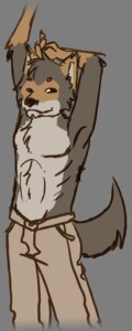 Rating: Safe Score: 0 Tags: alpha_channel anthro arms_above_head biped black_eyes black_nose bottomwear canid canine canis cerbrus clothed clothing e621 fur gloves_(marking) grey_body grey_fur jensquared looking_aside looking_at_viewer male mammal markings pants red_wolf simple_background solo standing stretching tail tan_body tan_fur topless transparent_background wolf User: bunchy7s