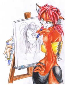 Rating: Questionable Score: 0 Tags: anthro belldandy big_breasts bittenhard breasts canid canine colored_pencil_(artwork) creating_art domestic_cat drawing_(object) duo e621 easel eraser felid feline felis female fox fur graphite_(artwork) green_eyes hair hand_on_hip high-angle_view human lacing looking_back mammal oh_my_goddess! orange_body orange_fur paper pencil_(object) pose rear_view red_hair solo_focus standing tail tongue tongue_out traditional_media_(artwork) User: bunchy7s