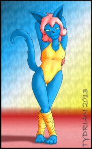 Rating: Safe Score: 0 Tags: anthro clothing domestic_cat e621 felid feline felis female kerein leg_warmers legwear mammal pose smile solo swimwear tail tydrian User: bunchy7s