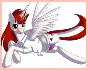 Rating: Questionable Score: 0 Tags: 5:4 alternate_species blush clothing digital_media_(artwork) e621 equid equine feathered_wings feathers female feral friendship_is_magic hair hasbro hi_res horn kloudmutt lauren_faust_(character) mammal my_little_pony mythological_creature mythological_equine mythology ponification quadruped red_hair shirt solo tail topwear white_body white_feathers winged_unicorn wings User: bunchy7s