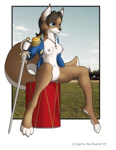 Rating: Explicit Score: 0 Tags: 2007 anthro blue_eyes breasts brown_body brown_fur canid canine clothing drum e621 female fur genitals hair mammal melee_weapon military musical_instrument nipples percussion_instrument soldier solo spotty_the_cheetah sword tail uniform vulva warrior weapon User: bunchy7s