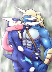 Rating: Questionable Score: 0 Tags: 2014 abs amphibian anthro anthrofied bald beard blush blush_lines bodily_fluids butt collar duo e621 facial_hair generation_5_pokemon generation_6_pokemon greninja hair half-closed_eyes hand_on_chest hand_on_pecs hug larger_male leash long_tongue looking_down looking_up male male/male mammal manly muscular muscular_anthro muscular_male mustache narrowed_eyes nintendo nude pecs pokemon pokemon_(species) pokemorph red_eyes rope ryuukikeito samurott size_difference smaller_male squint standing submissive submissive_male sweat teeth tongue tongue_out wet User: bunchy7s