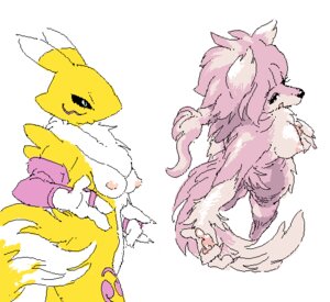 Rating: Questionable Score: 0 Tags: 3_fingers aliasing anthro armwear bandai_namco black_sclera blue_eyes breasts bridal_gauntlets canid canine claws clothing digimon digimon_(species) digital_media_(artwork) dipstick_ears dipstick_tail duo e621 ear_markings female fingers fox fur hair harami long_ears mammal markings mostly_nude multicolored_ears multicolored_tail neck_tuft nipples nude oekaki pink_body pink_fur pink_hair renamon simple_background standing tail tail_markings tuft two_tone_tail white_background white_body white_fur yellow_body yellow_fur User: bunchy7s