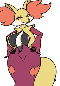 Rating: Questionable Score: 0 Tags: anthro anthrofied areola big_breasts breasts canid canine chest_tuft delphox e621 female fluffy fur generation_6_pokemon goblinguy inner_ear_fluff mammal mane nintendo nipple_slip nipples pink_nipples pokemon pokemon_(species) pokemorph randomboobguy red_eyes smile solo tuft wide_hips User: bunchy7s