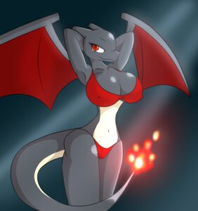 Rating: Questionable Score: 0 Tags: 2013 anthro anthrofied big_breasts big_eyes bikini biped breasts charizard cleavage clothed clothing digital_media_(artwork) dragon e621 eyelashes female fire flaming_tail generation_1_pokemon glistening hand_behind_head looking_at_viewer membrane_(anatomy) membranous_wings mythological_creature mythological_scalie mythology navel nintendo nipple_outline non-mammal_breasts pokemon pokemon_(species) pokemorph pose pupils r-mk raised_arm red_eyes reptile scalie shiny_pokemon simple_background skimpy slit_pupils small_waist smile solo standing swimwear tail thick_thighs two-piece_swimsuit wings User: bunchy7s